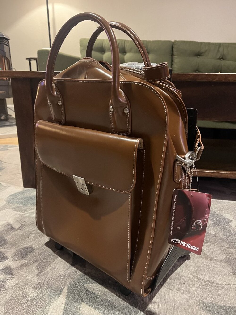 McKlein Leather Rolling Briefcase